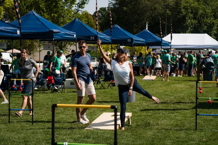 Lawn games and tents at the Lambeau Kick-Off Party